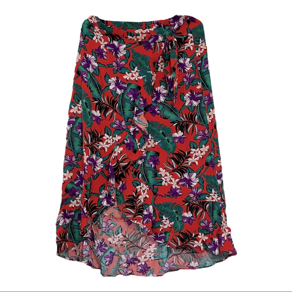 SUMMER SKIRT ‘RED FLORAL ASYMMETRICAL SKIRT’